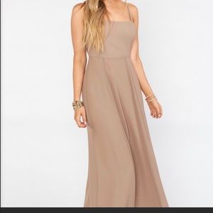 Show Me Your Mumu Lauren Tie Maxi Dress Dune Chiffon